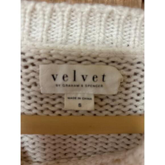 Velvet by Graham & Spencer Cozy Wool Blend Cottagecore Fisherman Sweater Size S - Picture 10 of 11